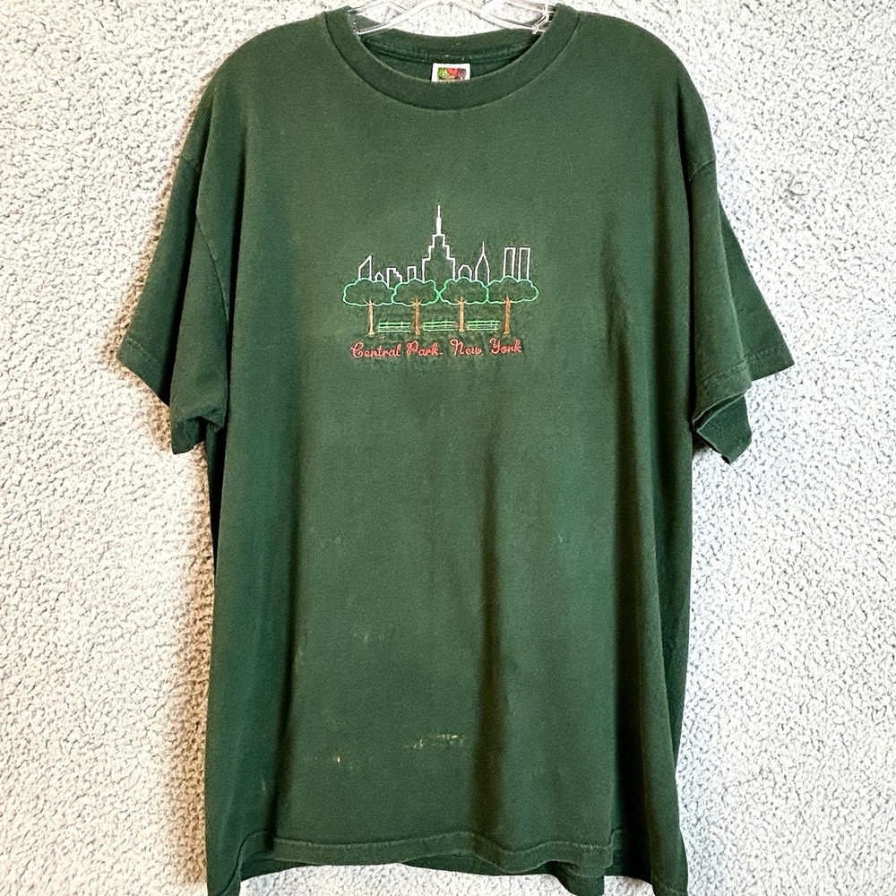 Vintage Central Park, New York East Coast T-Shirt Size XL Embroidered Graphic